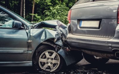 Image of a auto accident involving two cars.